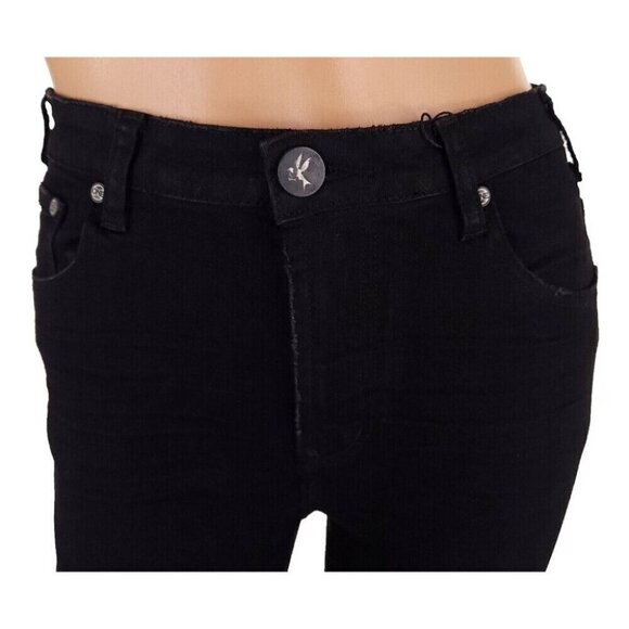 One Teaspoon High Waist FreeBird Skinny Jeans 29R Black Punk Distressed Nwt - Picture 3 of 16